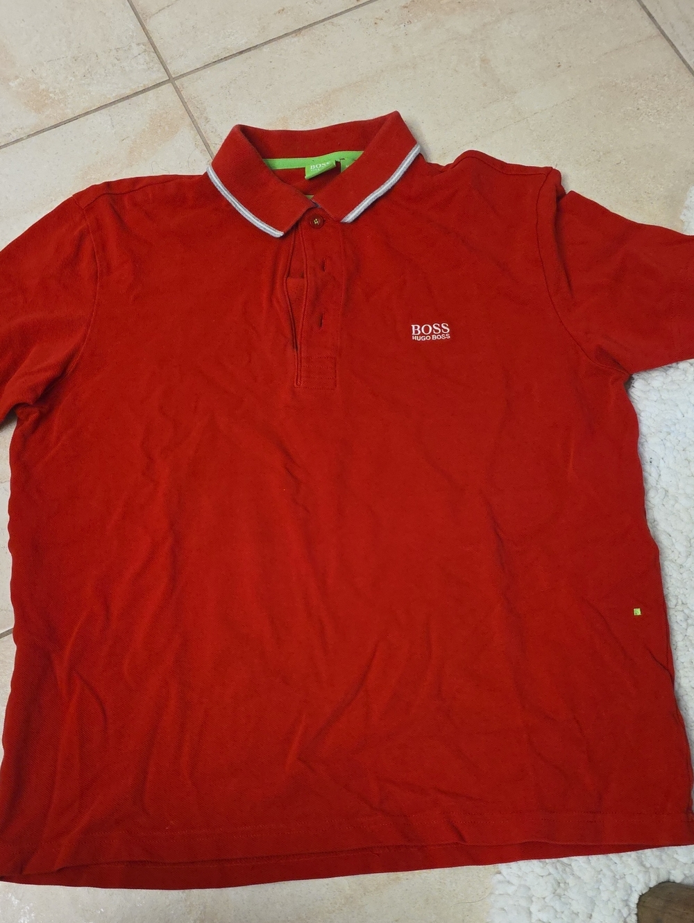 BOSS Men's Red Polo with Contrast Collar Trim